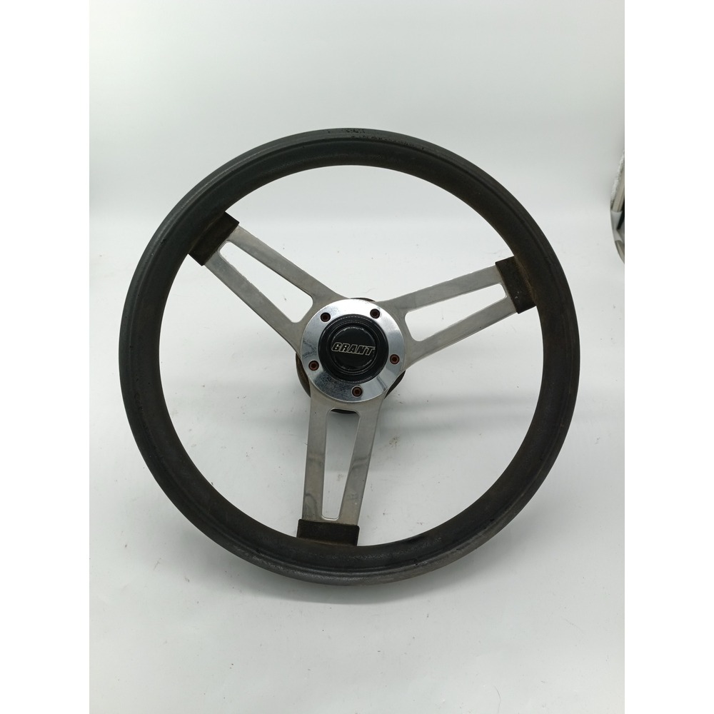 Vintage Grant 14.5" 3-Spoke Steering Wheel Black Polished Aluminum with Hub